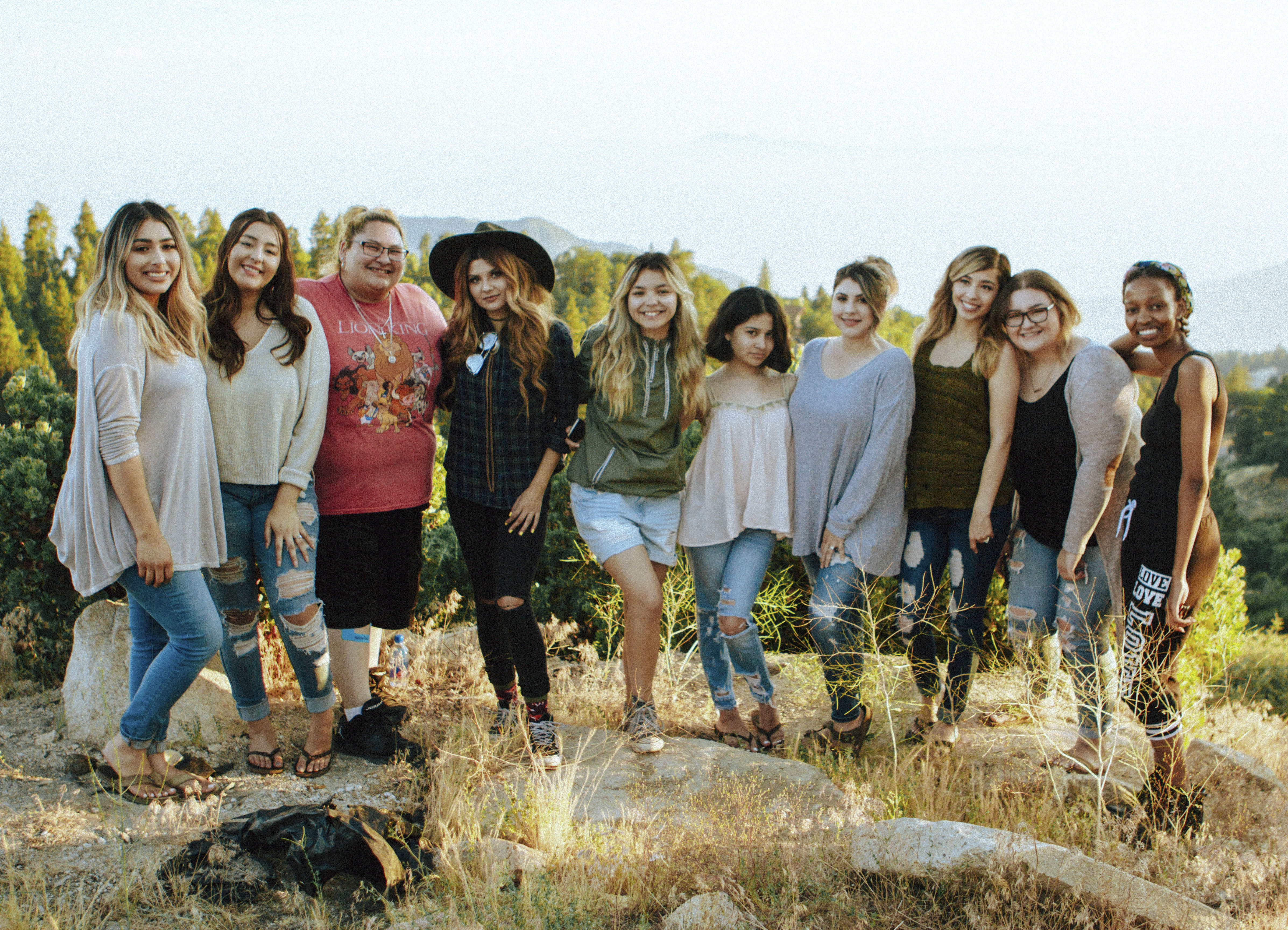 Group of happy people outdoors on a walka-bout